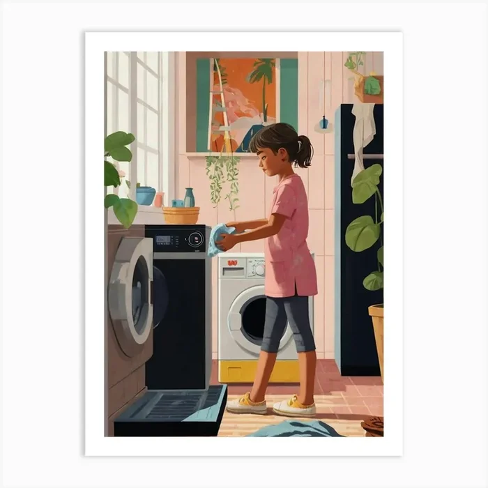 Girl Washing Clothes Art Print by ontoseno