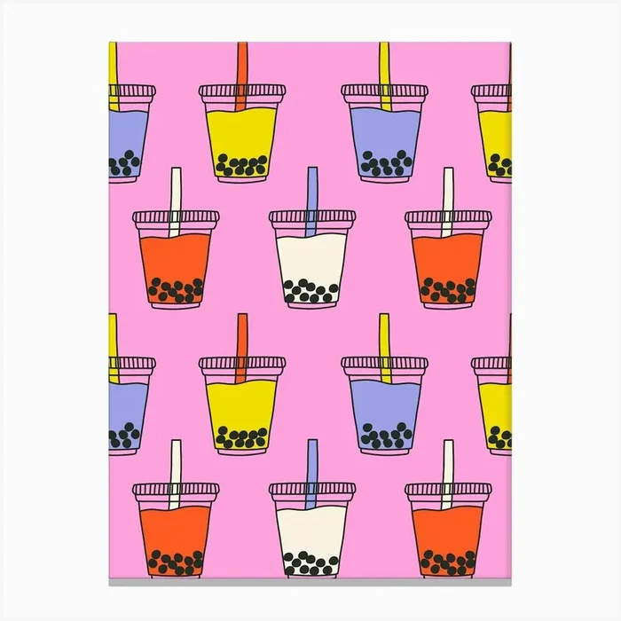 Girls Bubble Tea Break Bold Colors Teen Canvas Print by Sandra Hutter Designs
