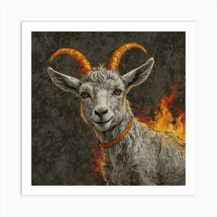 Goat On Fire 5 Art Print by PlayPlusFollow