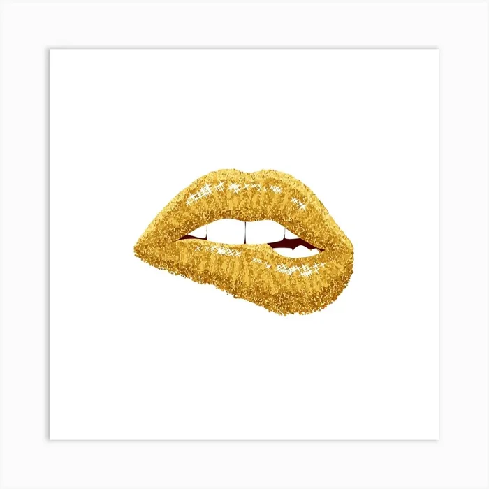 Gold Glitter Lips Art Print by leen859