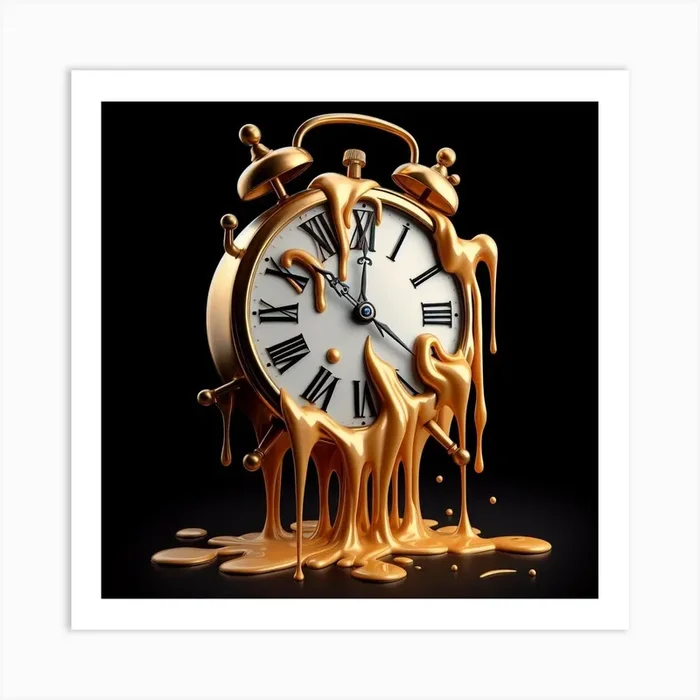 Golden Alarm Clock Art PrintS by Sharad
