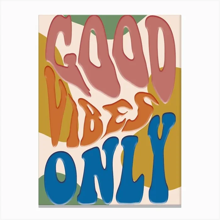 Good Vibes Only Rainbow Canvas Print by Maddison Ball