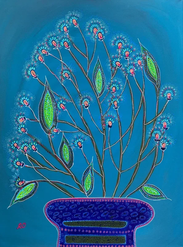 Graceful flower (2024) Acrylic painting by Olga Rokhmanyuk | ROArtUS