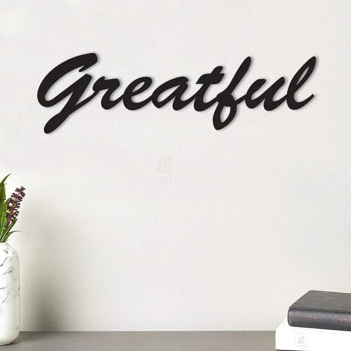 Greatful MDF Plaque Painted Cutout Ready To Hang For Wall Decor Size 3.4 x 11.7 Inch