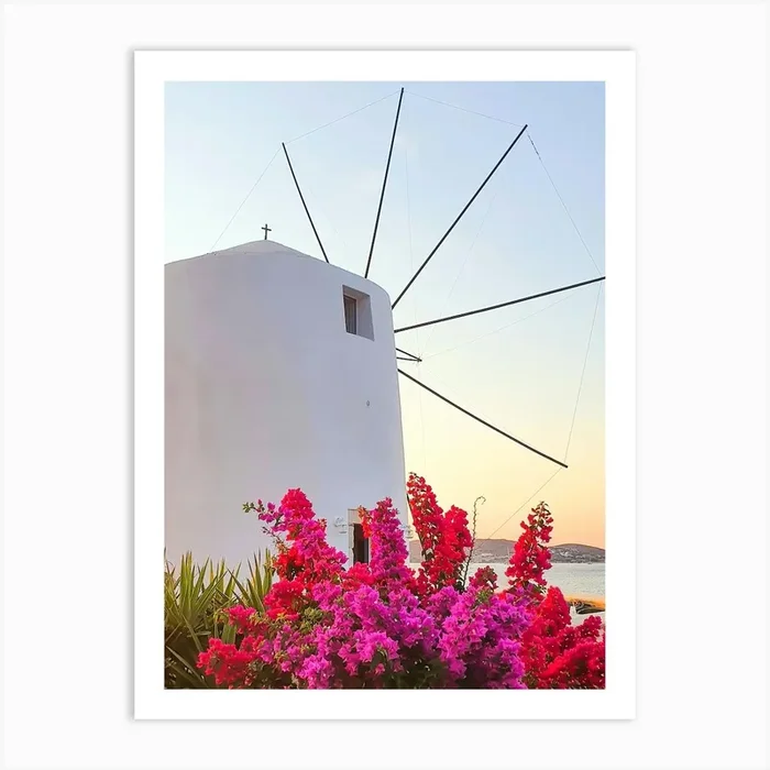Greek Windmill in Paros 1 Art PrintNR by Natasha Riha Photography