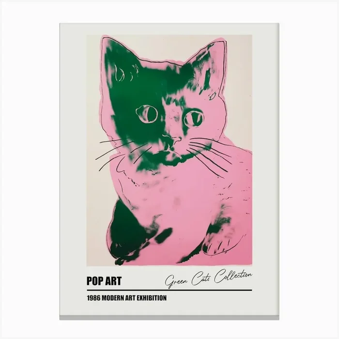 Green Cats Warhol Style Collection Canvas Print by Mambo