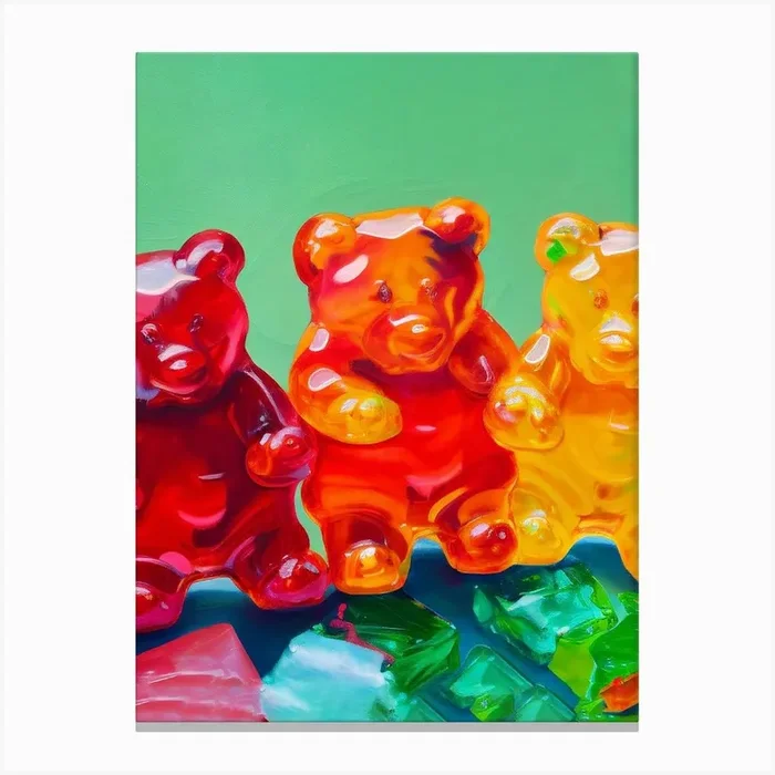 Gummy Bears Red, Orange And Yellow Canvas Print by Mambo