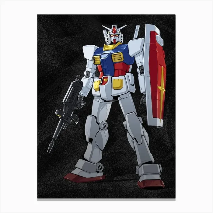 Gundam Anime Black Canvas Print by Nikita Abakumov