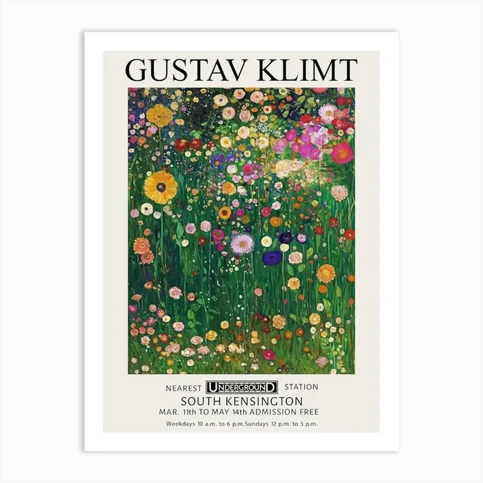 Gustav Klimt Wild Flower Garden Vintage Exhibition Art Print by Mambo
