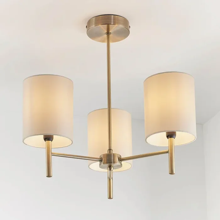 Hadleigh Gold 3 Light Semi Flush Pendant