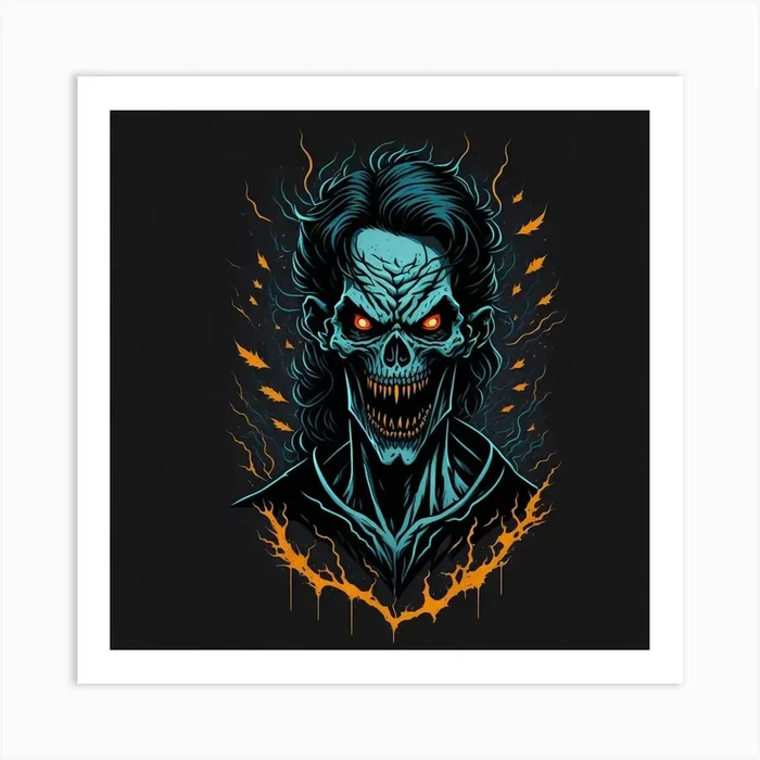 Halllween Skeleton Skull Art PrintP by pexal
