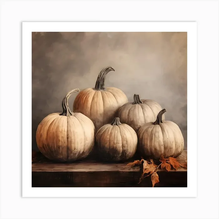 Halloween Jarrah Pumpkins in Fall Art Print by KReations