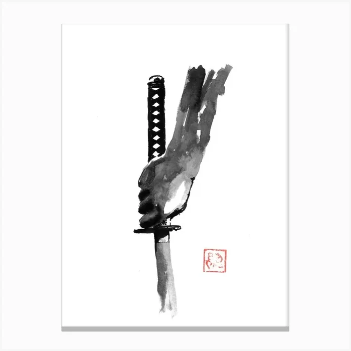 Hand And Sword Canvas Print by Pechane Sumie