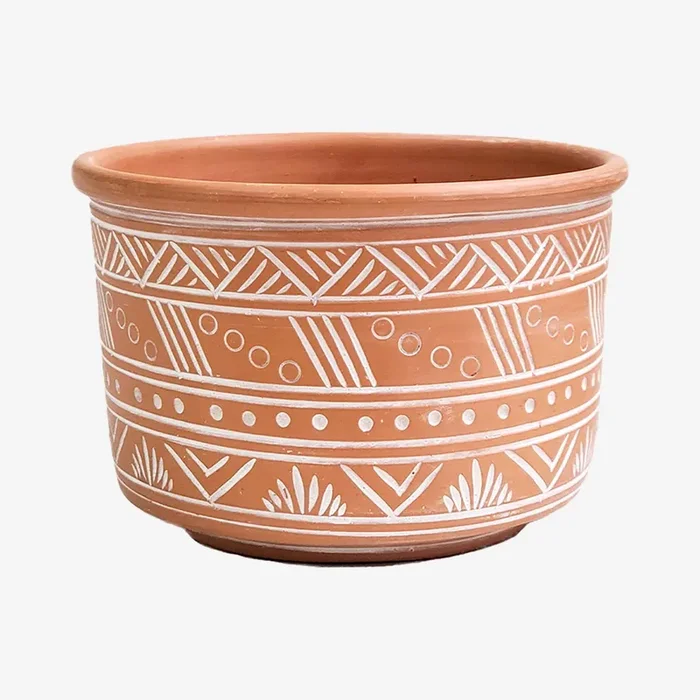 Hand Etched Terracotta Pot by Korissa