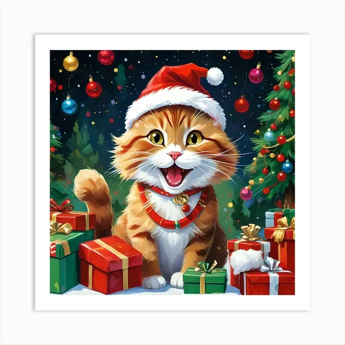 happy cat Art Print by MysticMoments