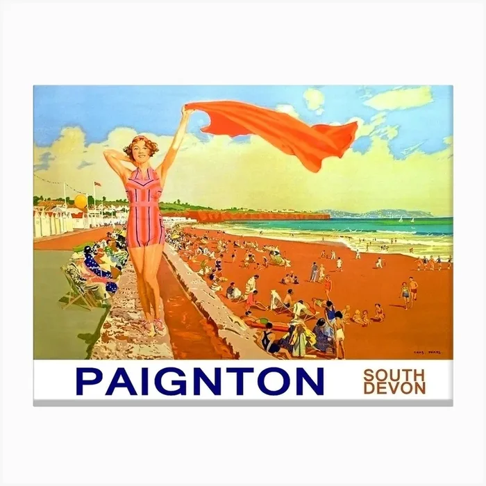 Happy Girl On Paignton, South Devon, England Canvas Print by Vintage Spirit