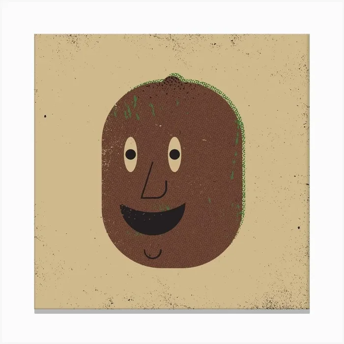 Happy Kiwi Square Canvas Print by Vision Grasp Art