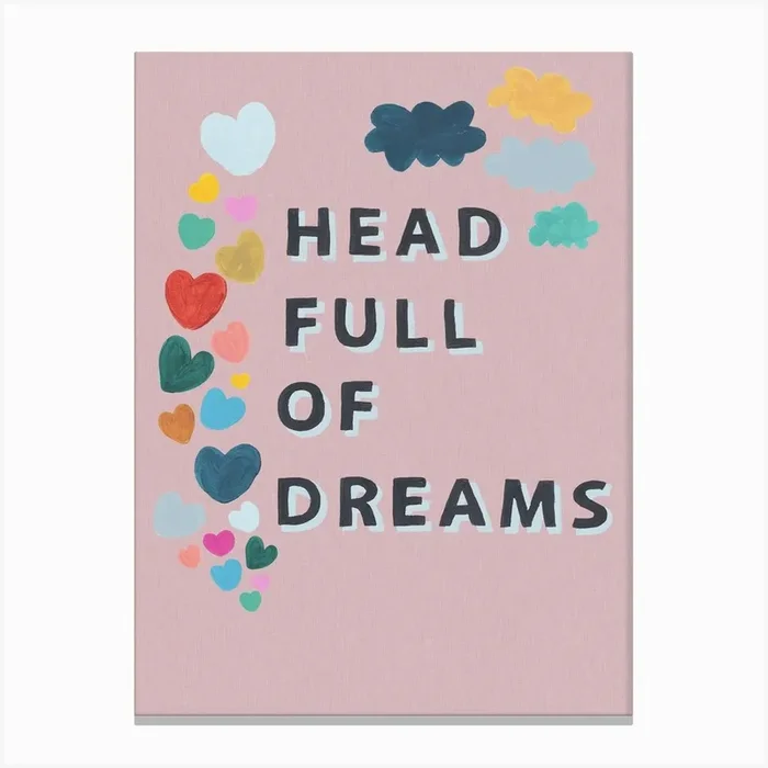 Head Full Of Dreams In Pink Canvas Print by Squidgearoo