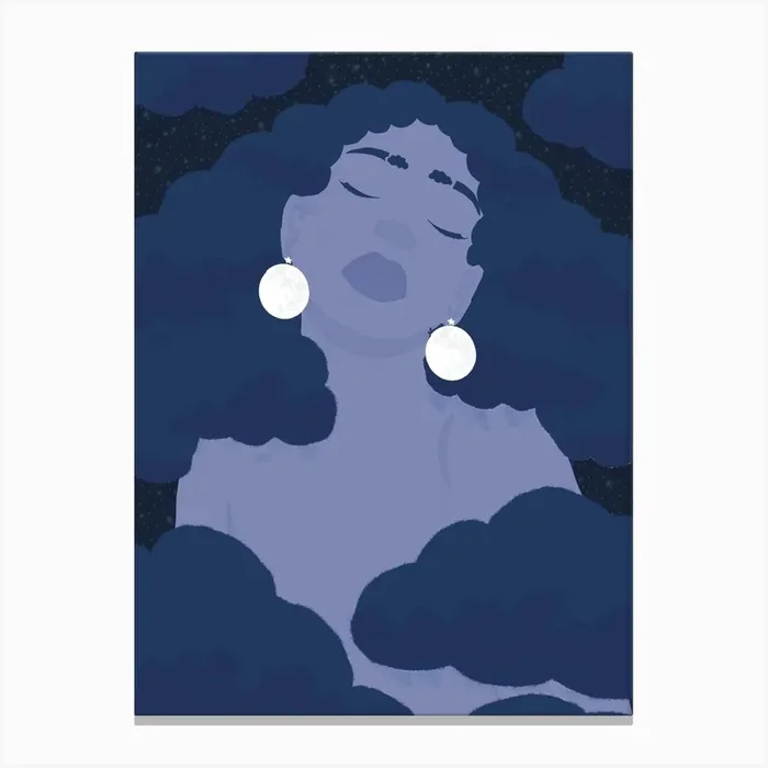 Head In The Clouds Night Canvas Print by Taja Bright Design Studio