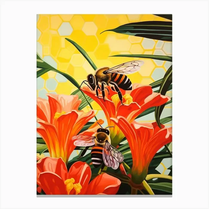 Honeycomb Bee Colour Pop 2 Canvas Print by PopArt Pals