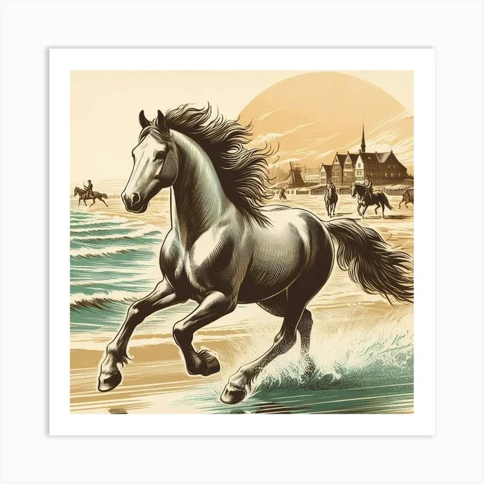 Horse Running On The Beach Art PrintJ by jalalilyo