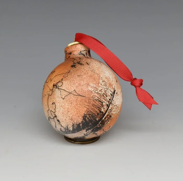 Horsehair Fired Terra Cotta Globe Ornament 98
