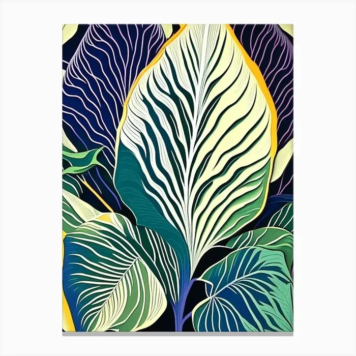 Hosta Leaf Colourful Abstract Linocut Canvas PrintL& by Leaf & Stem Studio
