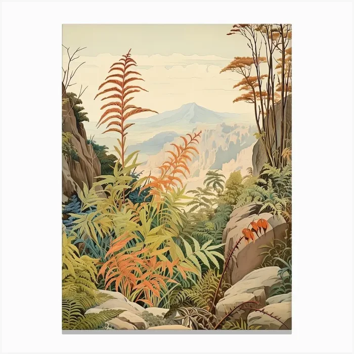 Japanese Painted Fern Victorian Style 0 Canvas Print by Whimsical Meadows