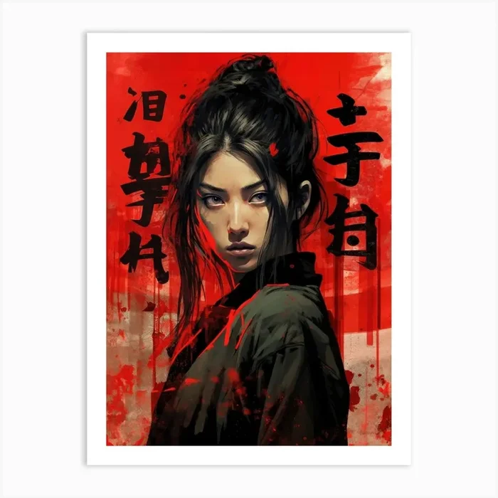 Japanese Samurai Geisha Girl Art Print by Lootprint