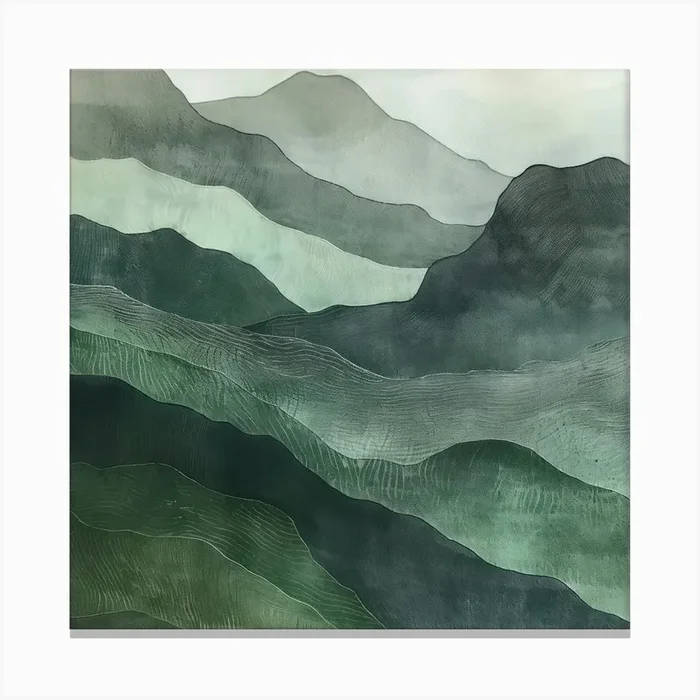 Japanese Watercolour Of Mount Goryu 2 Canvas Print by Hue Horizons Art Prints