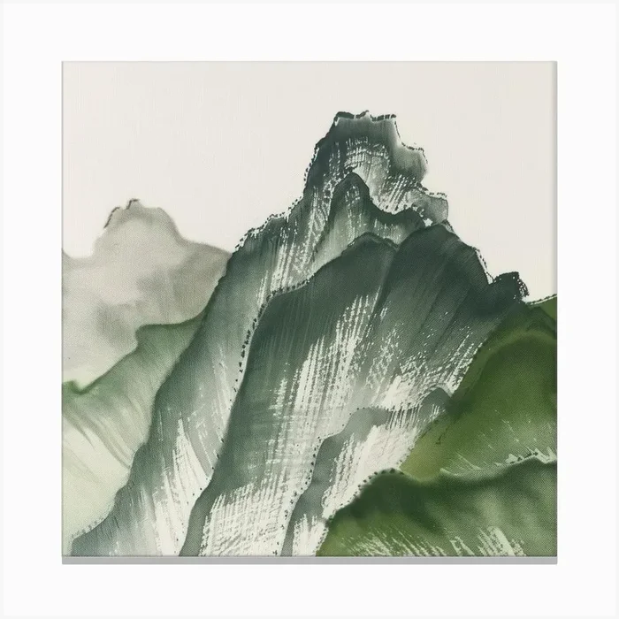 Japanese Watercolour Of Mount Nikko Shirane 4 Canvas Print by Hue Horizons Art Prints