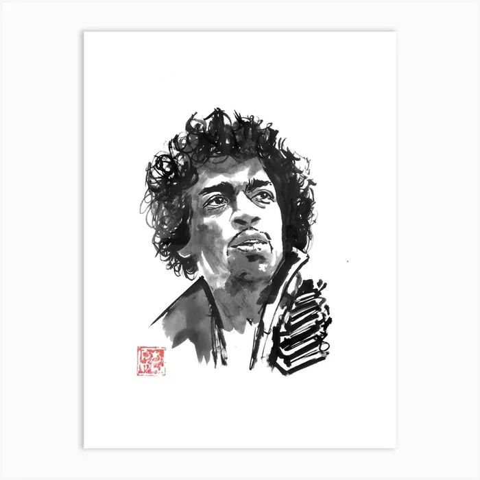Jimmy Hendricks Art Print by Pechane Sumie