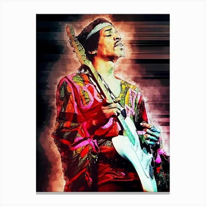 Jimmy Hendrix Playing Guitar Canvas PrintN by neonartroom