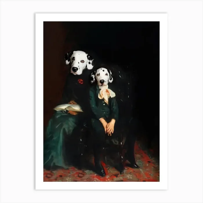 Joey And His Kind Mum Dalmatians Pet Portraits Art PrintL- by l’Animorphe – Lanimorphe by Tein Lucasson