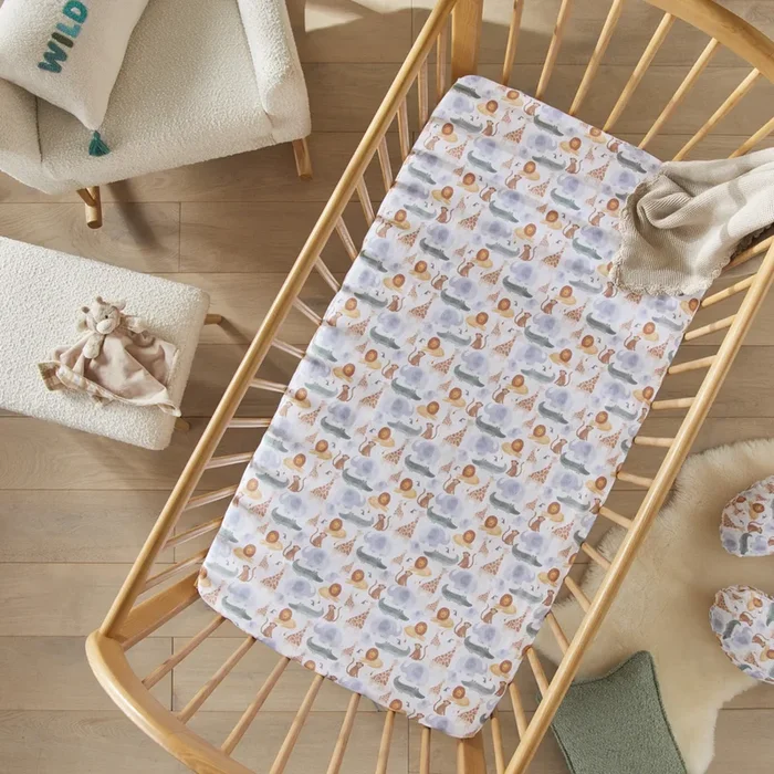 Jungle Juniors White Baby Fitted Sheets 2pk