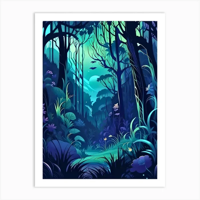 Jungle Night 1 Botanical Art Print 3 Art Print by MORAE