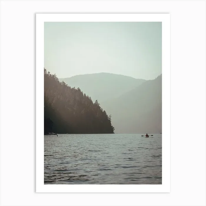 Kayakers On Lake Art Print by Western Range