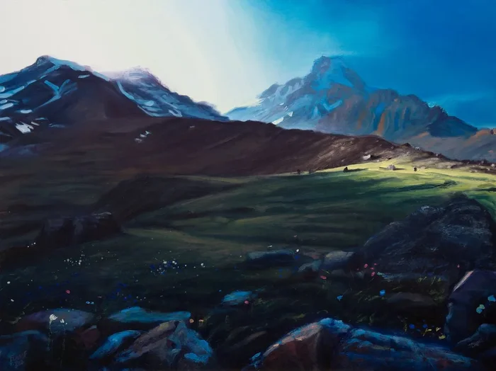 Kazbek III – High Meadows (2020) Oil painting by Wojciech Pater