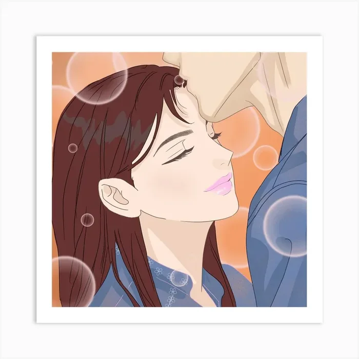 Kissing Couple 1 Art Print by Lazyi