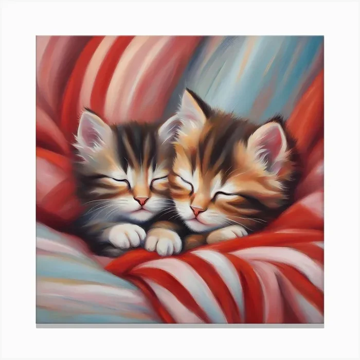 Kittens Sleeping Canvas Print by Hassan Rehman