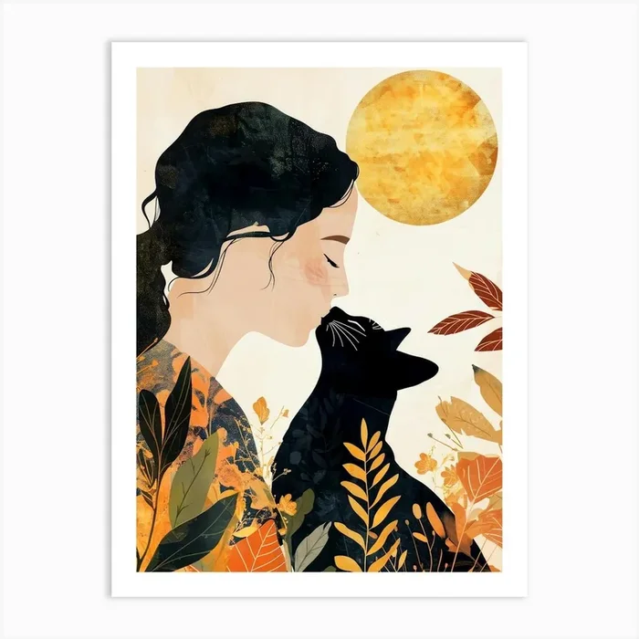 Kitty I love you cat and woman 2 Art Print by JBJart Justyna Jaszke