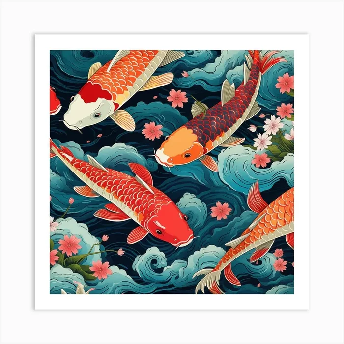 Koi Fish Pattern Art PrintML by Madre Luna
