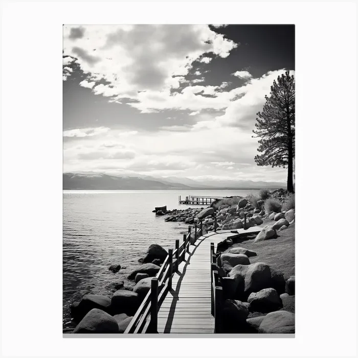 Lake Tahoe Black And White Analogue Photograph 1 Canvas Print by Monochrome Vistas