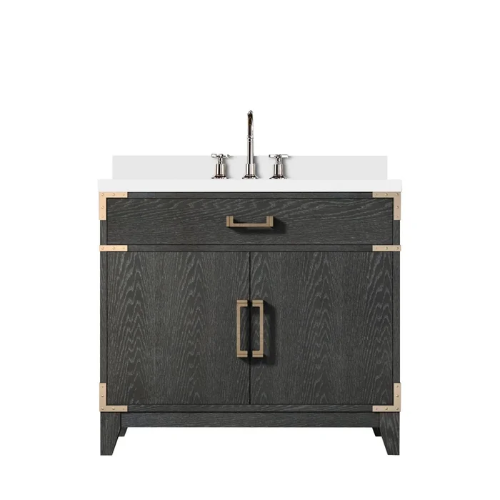 Laurel 36 in W x 22 in D Black Oak Single Bath Vanity, Cultured Marble Top, and Faucet Set