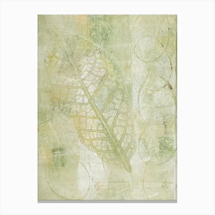 Leaf In Sage Green Canvas Print by Imaginative