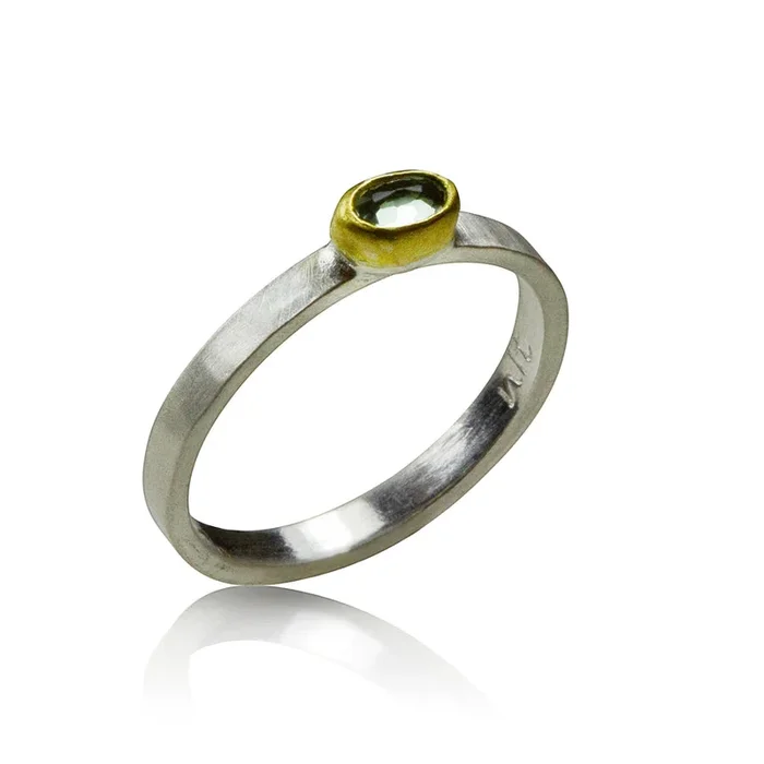 Light and Shadow Rings – Green Sapphire, Brushed Silver