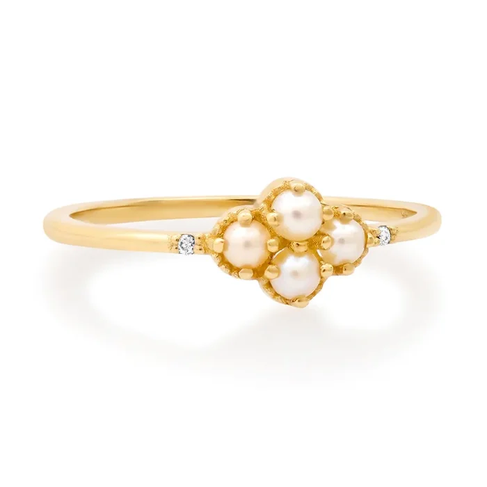 Lil Miss Lady Pearl Ring with Diamonds