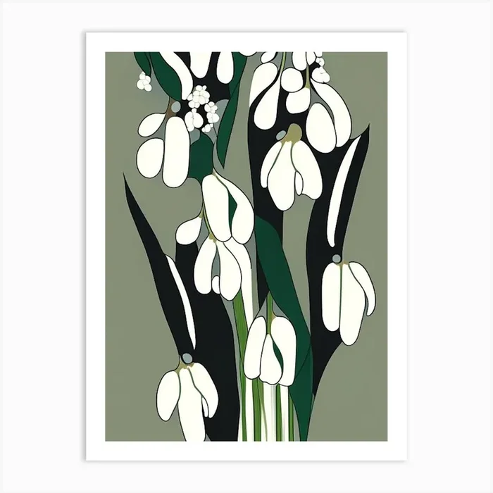 Lily Of The Valley Wildflower Modern Muted Colours 1 Art PrintWS by Wildflower Studio