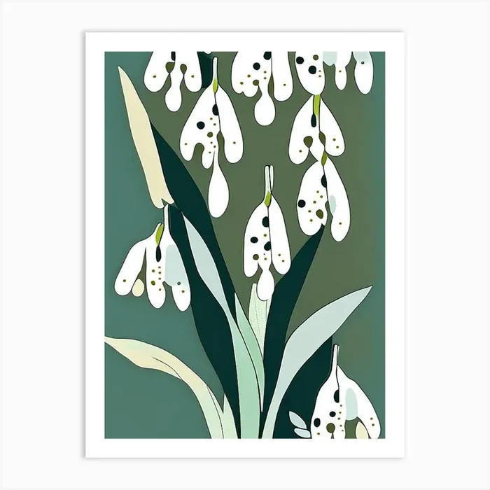 Lily Of The Valley Wildflower Modern Muted Colours 2 Art PrintWS by Wildflower Studio