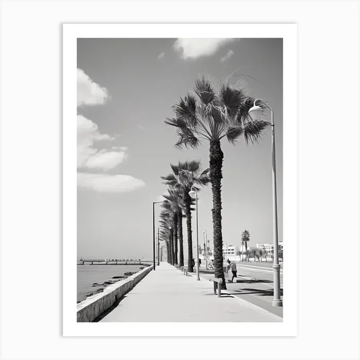 Limassol Cyprus Mediterranean Black And White Photography Analogue 4 Art Print by Monochrome Vistas